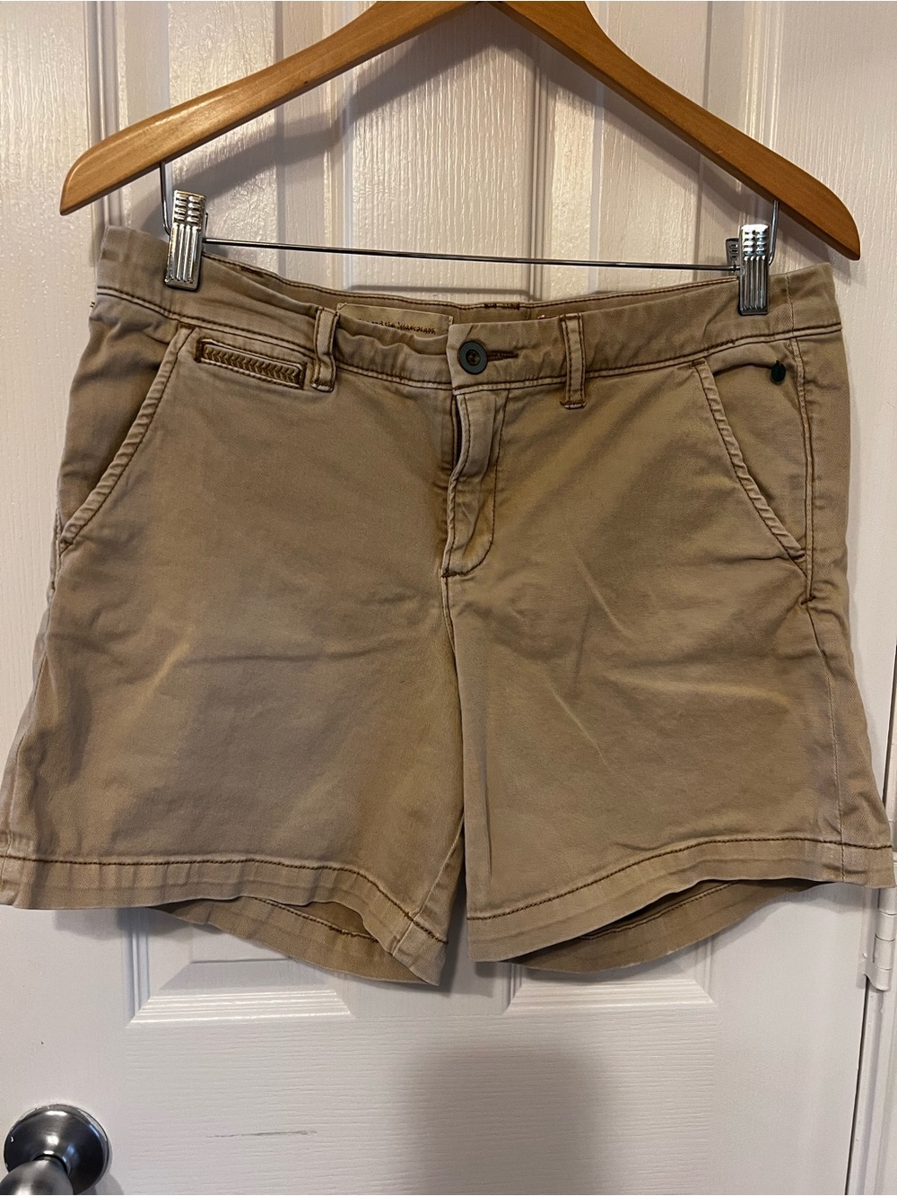 Anthropologie Pilcro and the Letterpress Tan Hyphen Cotton Chino Shorts, Size 30